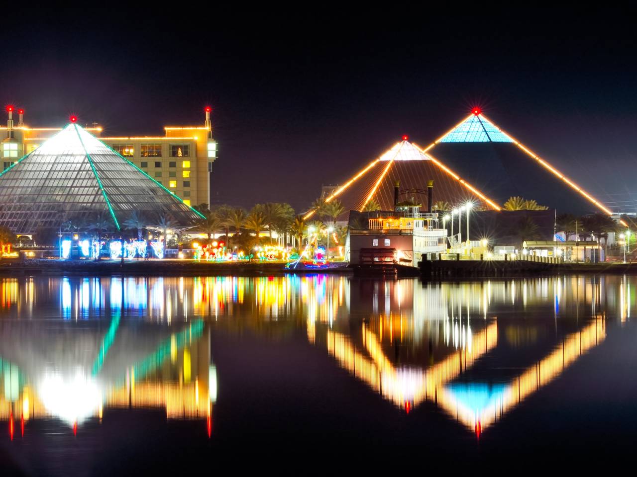 Galveston TX lit up with holiday decor at the Festival of Lights Moody Gardens